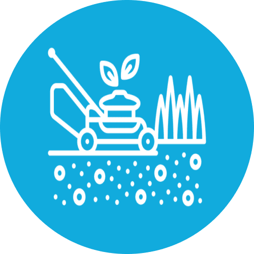 Icon of a lawn mower trimming grass with soil aeration.