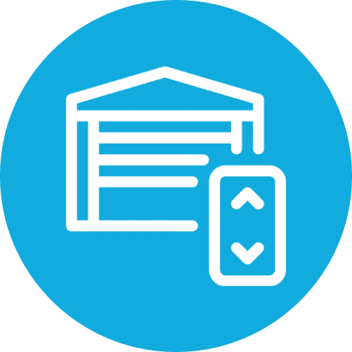 Icon showing a garage with a remote control.