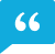 Blue speech bubble with quotation marks.